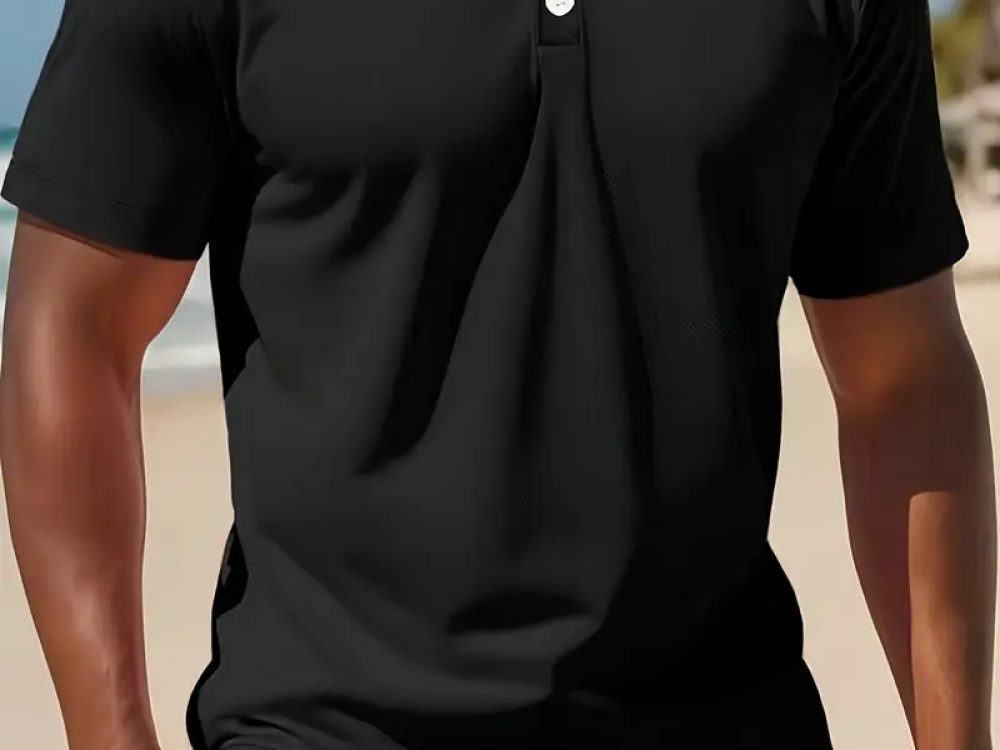Black Short sleeve polo shirt set